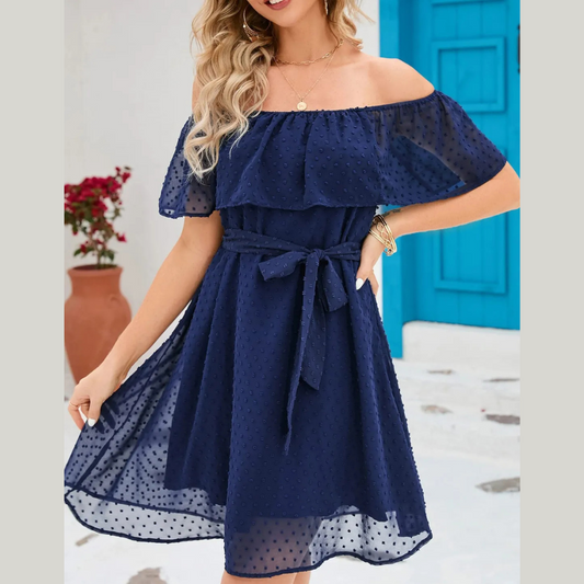 Off Should Short Sleeve Mini Dress