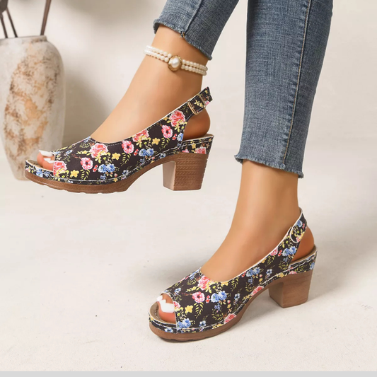Women's Peep Toe Block Heel Sandals