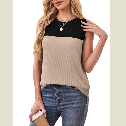 Color Block Round Neck Tank