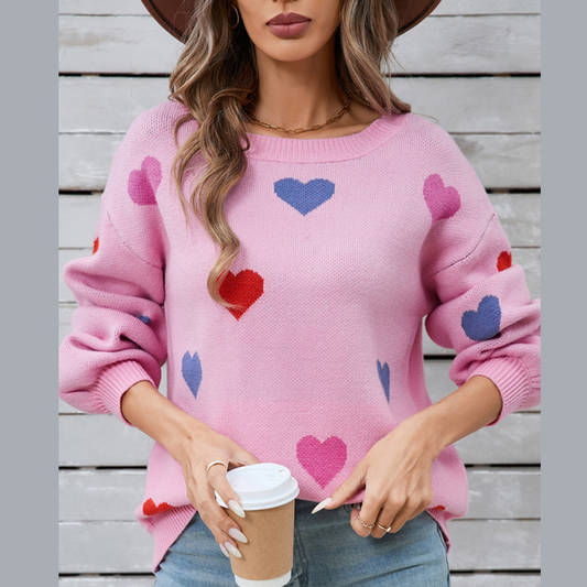 Angel Wings Heart Round Neck Long Sleeve Sweater