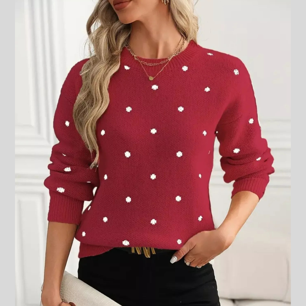 Polka Dot Round Neck Sweater