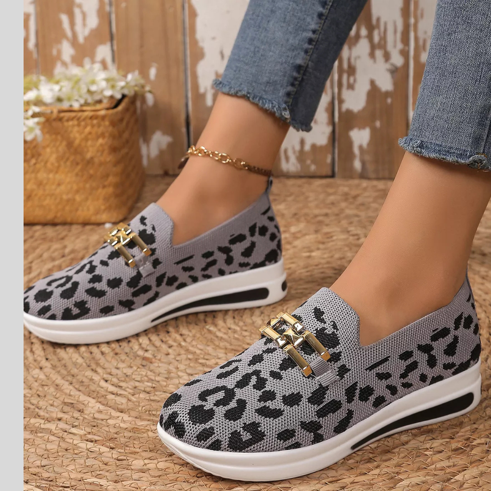 Leopard Mesh Slip-Ons