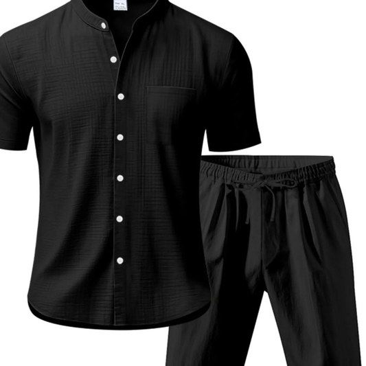 Men's Full Size Casual Short Sleeve Shirt and Shorts Set Plus Size
