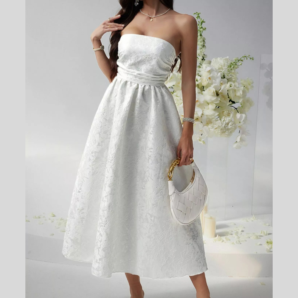 Lace Up Tube Midi Dress