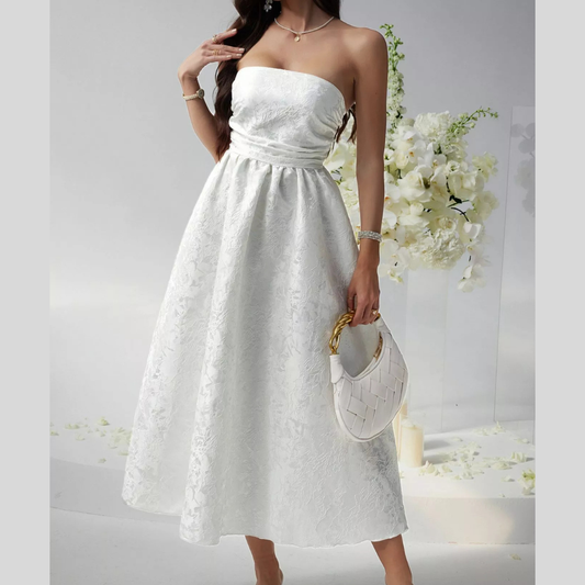 Lace Up Tube Midi Dress