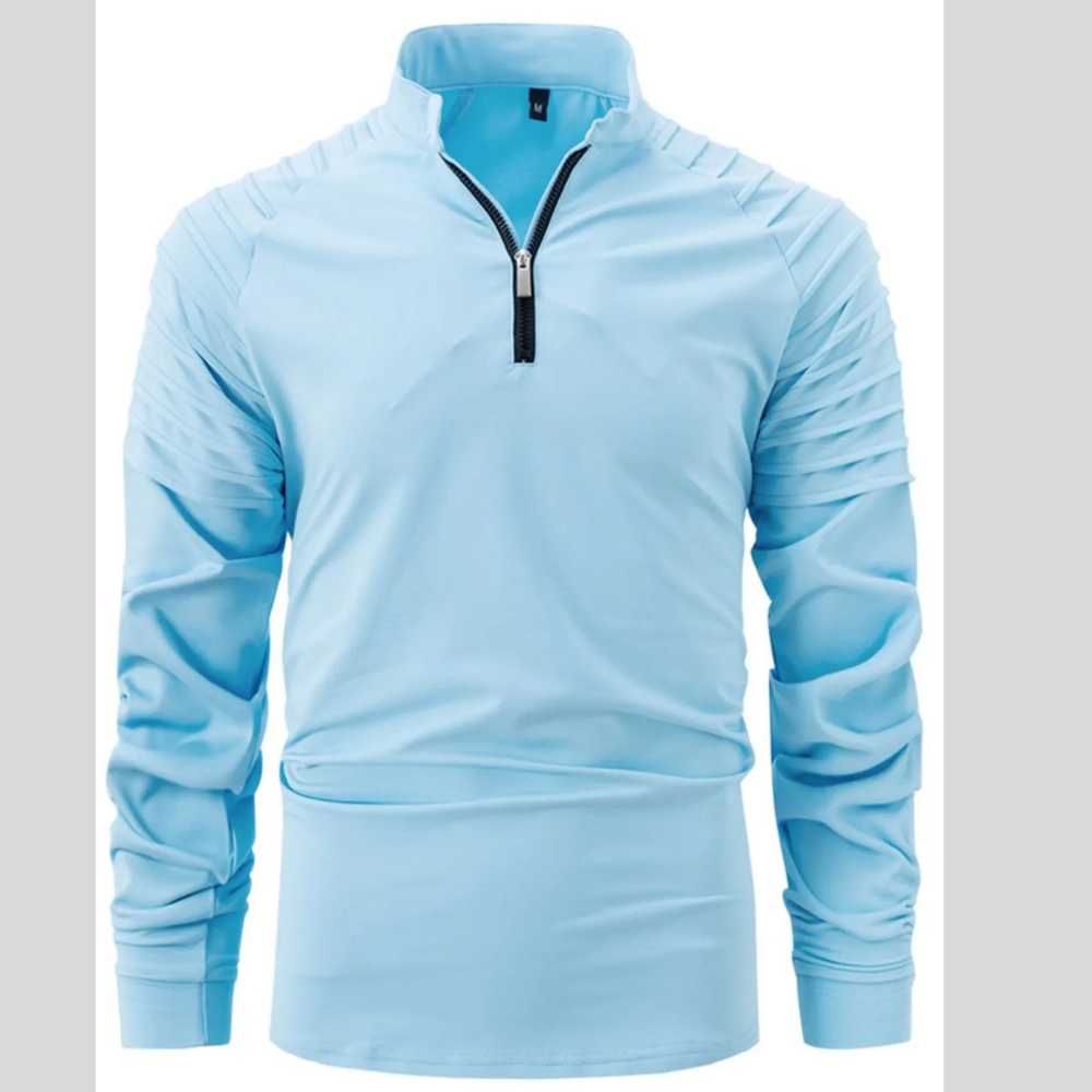 Plus Size Men’s Quarter-Zip Long Sleeve Polo Shirt