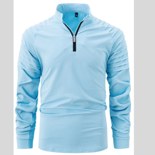 Plus Size Men’s Quarter-Zip Long Sleeve Polo Shirt