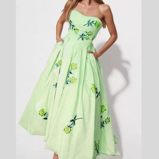 Floral Print Tube Maxi Dress