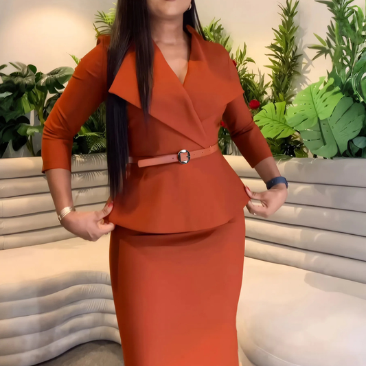 Fashion Large Lapel Waist-tight OL Dress