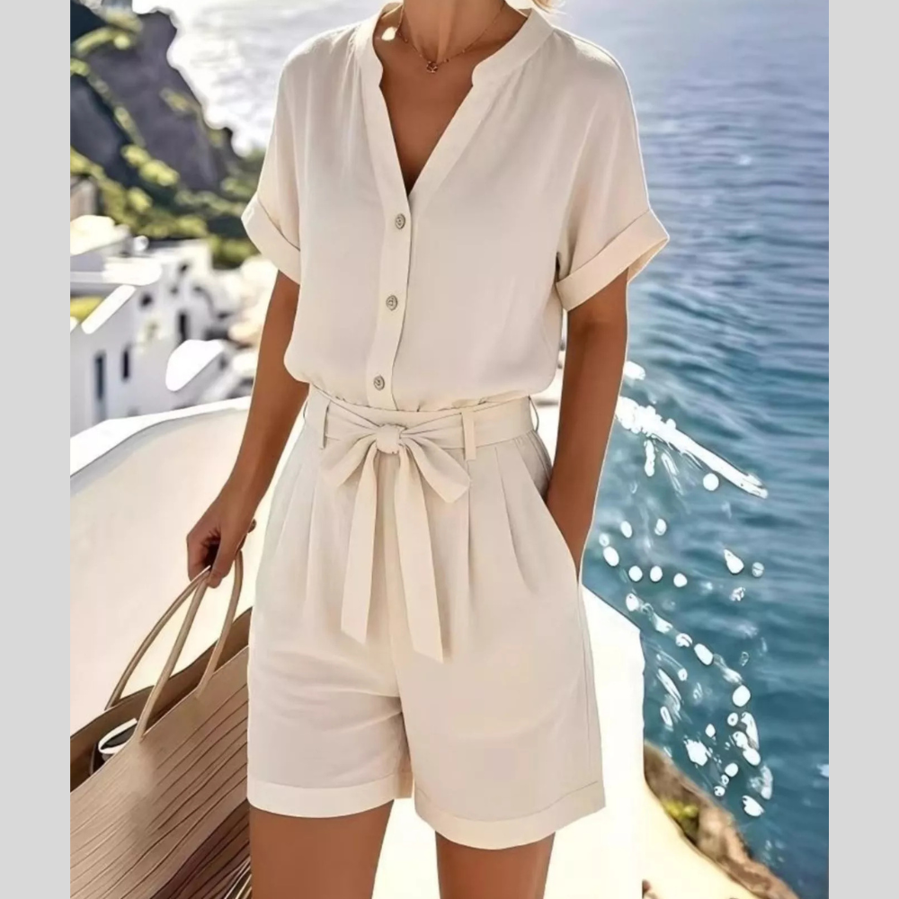 Button Down Shirt and Shorts Set