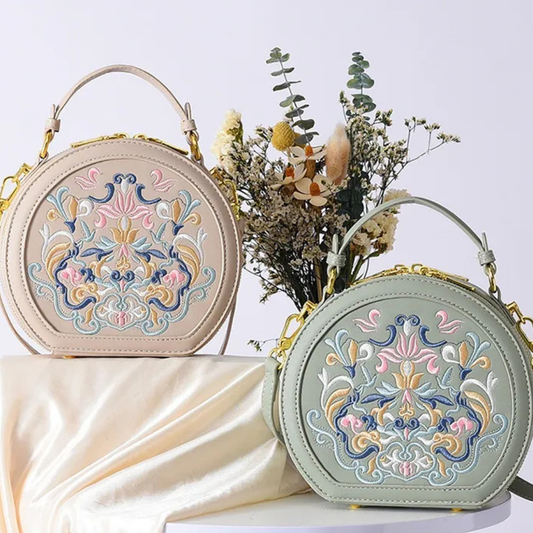 Literary Shoulder Bag National Style Small Crossbody Round Bag