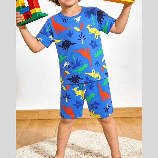 Children's Dino-Print Short Sleeve Tee and Shorts Set