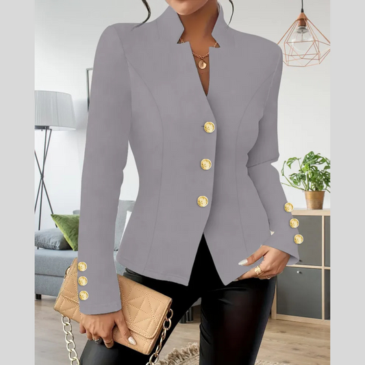 Elegant Fashion Casual Double Buckle Solid Color Long Sleeve Suit