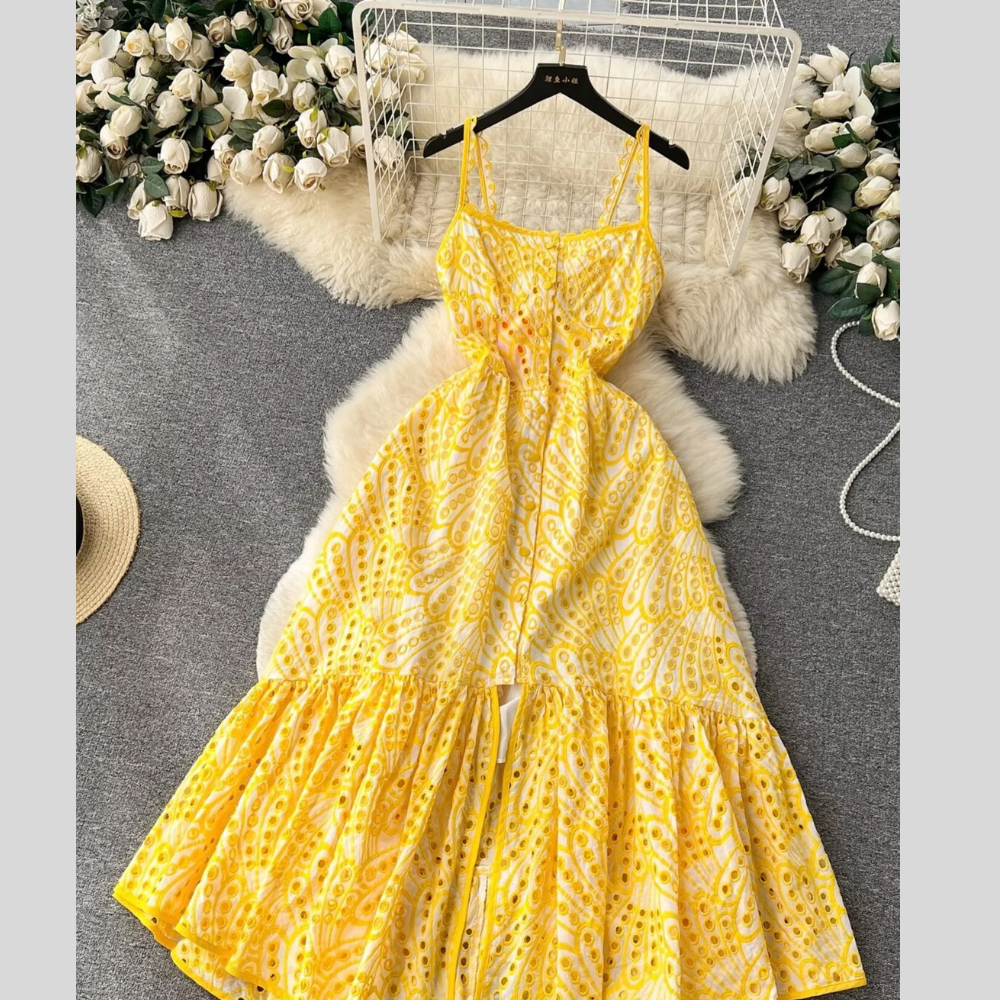 Eyelet Embroidered Tiered Cami Dress
