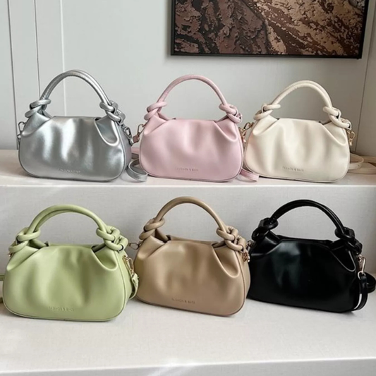 Knot Handle Ruched Crossbody Bag