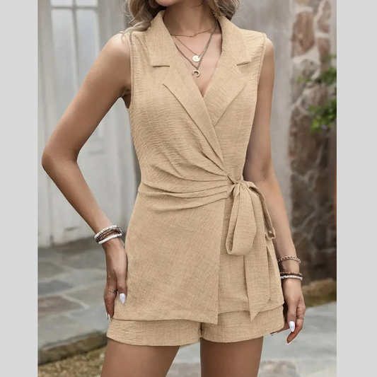 Tie Waist Vest and Shorts Set