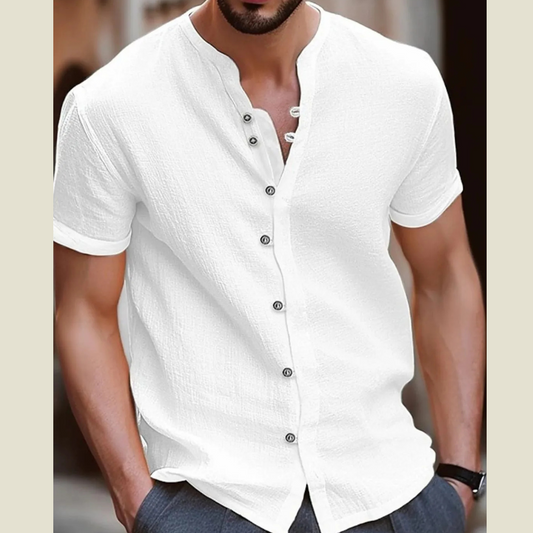 Men's Plus Size Short Sleeve Button-Up Shirt