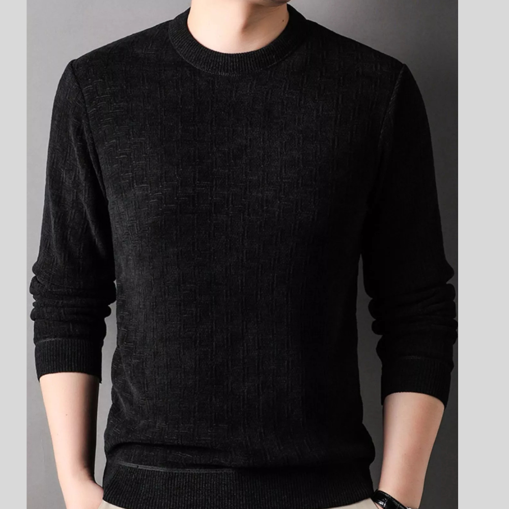 Men's Plus Size Round Neck Long Sleeve Knit Top