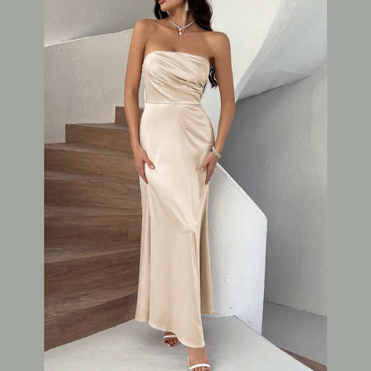 Devine Ruched Tube Maxi Dress