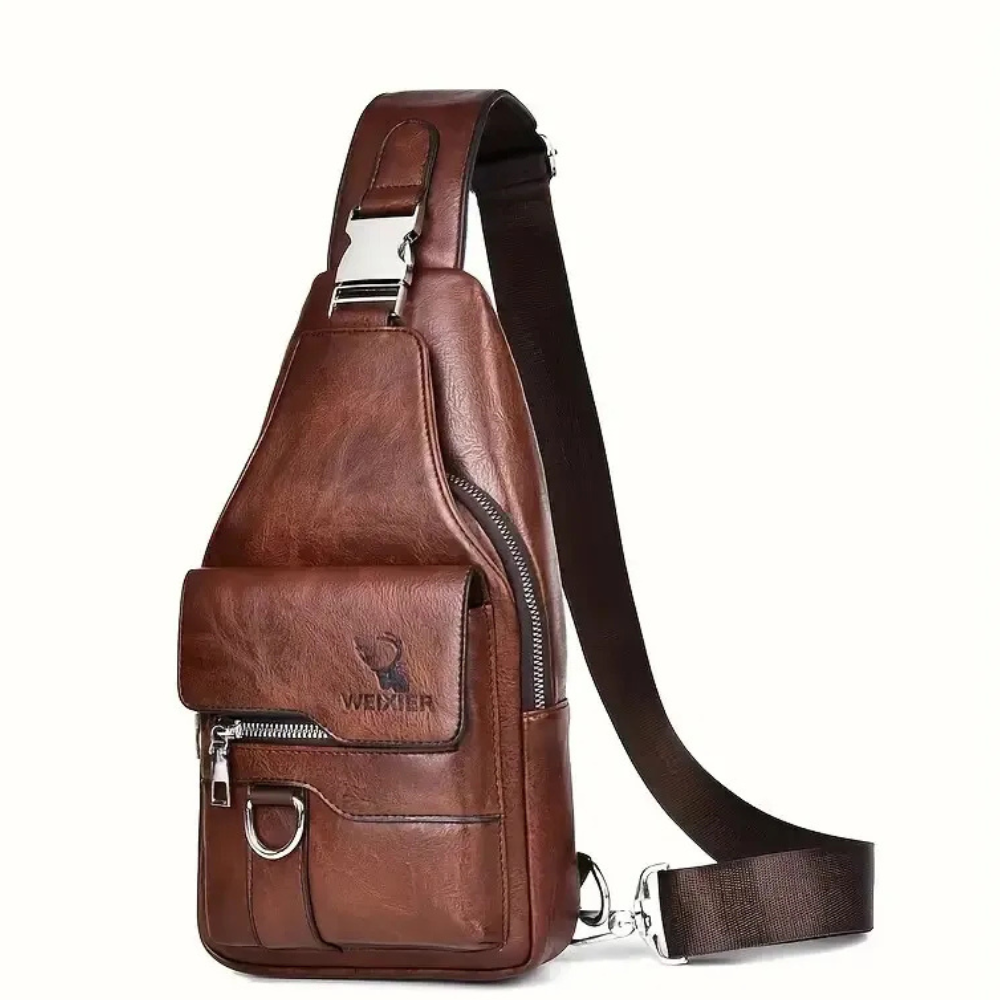 Premium PU Leather Vintage Chest Bag – Spacious Waterproof Crossbody with Multi-Compartment Design for Men-FREE USA SHIPPING