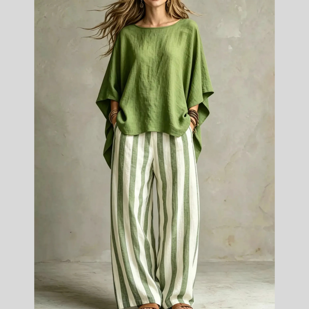 Full Size Solid Color Top and Pants Set Plus Size