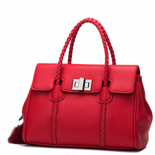 Leather handbags lychee pattern handbag