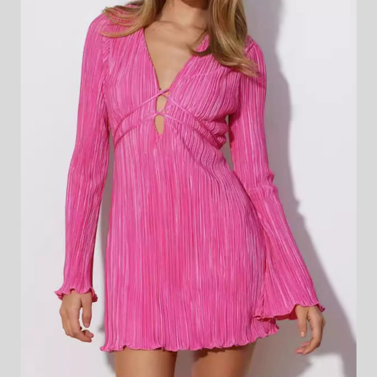 Cutout Flare Sleeve Mini Dress