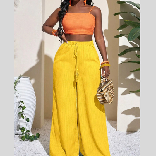 Wide-Leg Pants with Drawstring