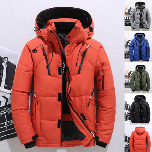 Outdoor Windproof Hooded Jacket Leisure Sports Coat With Pockets Warm Mens Clothing