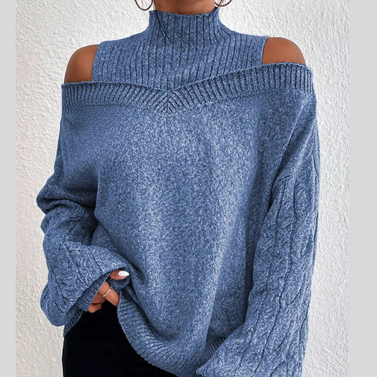 Cold Shoulder Turtleneck Sweater