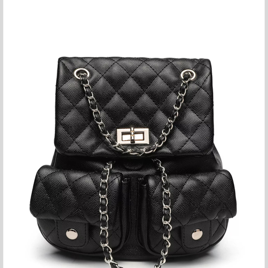 Quilted Chain Strap Backpack Bag