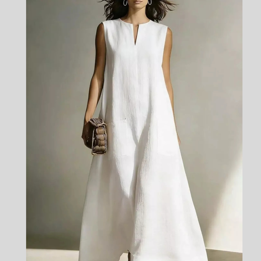 Full Size Notched Sleeveless Maxi Dress Plus Size