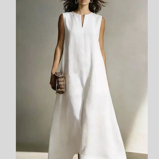 Full Size Notched Sleeveless Maxi Dress Plus Size