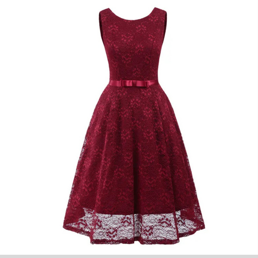 Round Neck Sleeveless Sexy Lace Large Length Dress Bridesmaid Dress