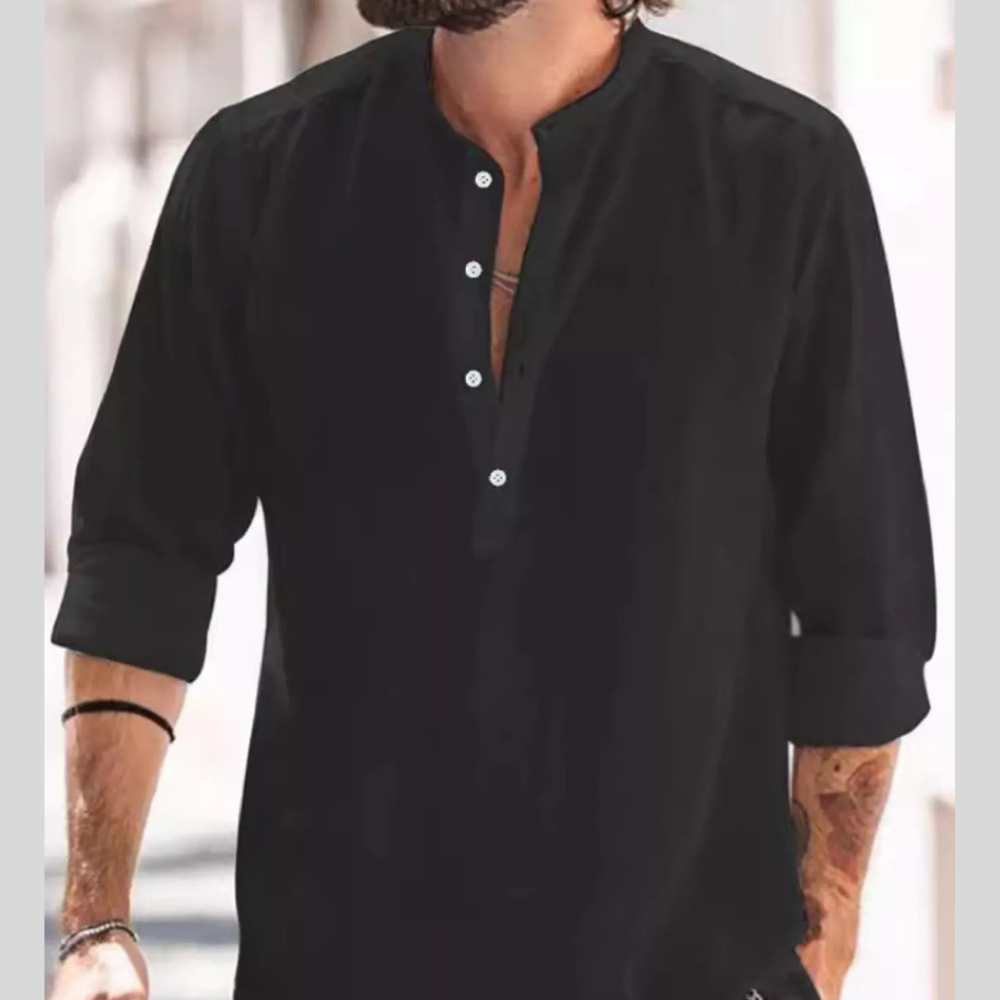 Men's Full Size Button Detail Long Sleeve Shirt Plus Size
