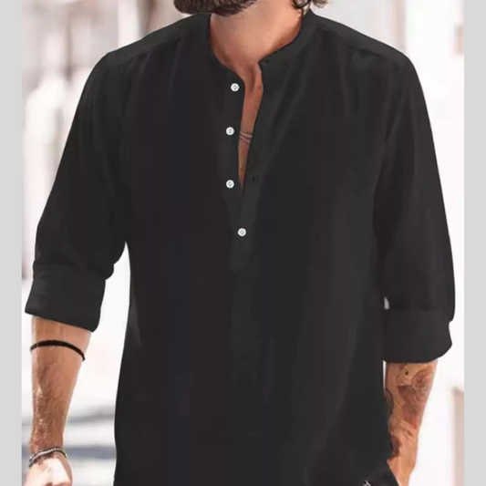 Men's Full Size Button Detail Long Sleeve Shirt Plus Size