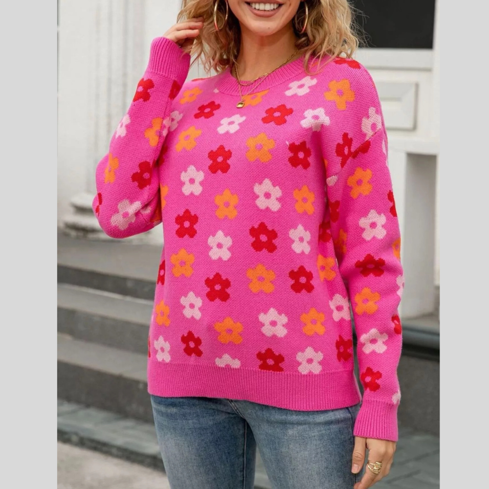 Floral Crew Neck Sweater