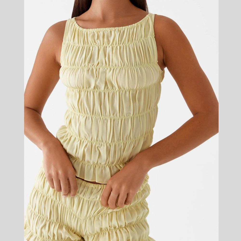 Ruched Texture Tank and Shorts Two-Piece Set