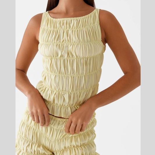 Ruched Texture Tank and Shorts Two-Piece Set
