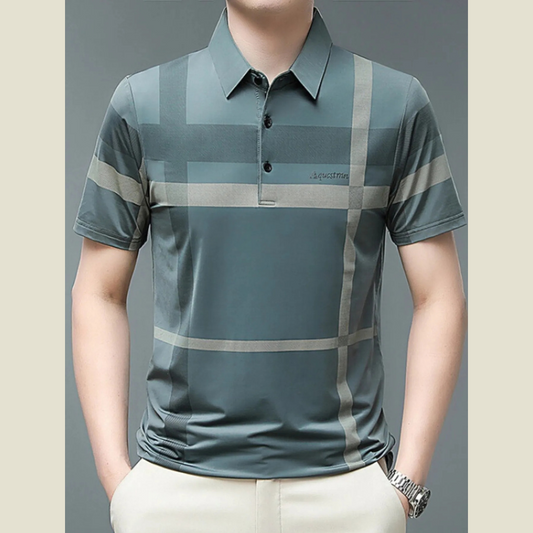 Men's Plus Size Geometric Striped Short Sleeve Polo