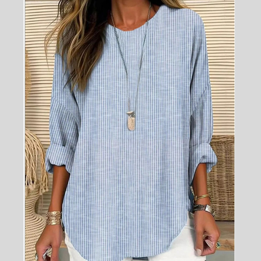 Casual Striped Long Sleeve Blouse