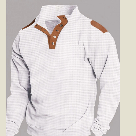 Men's Full Size Quarter Snap Long Sleeve Top Plus Size
