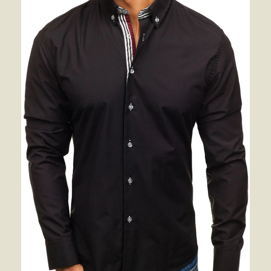 Men's Button-Down Shirt with Striped Detail