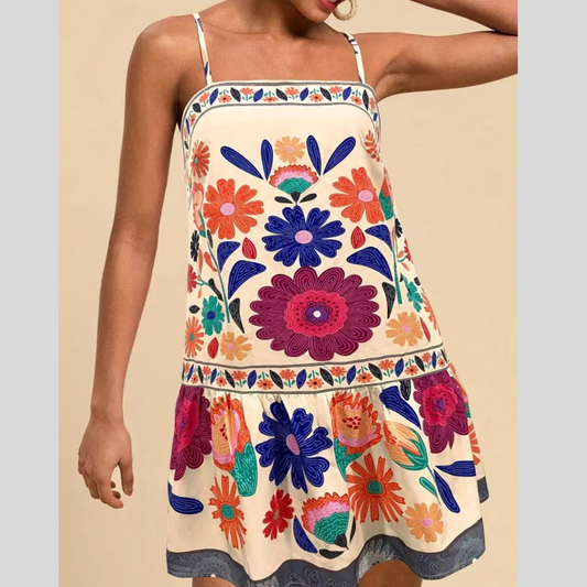 Floral Print Sleeveless Mini Dress