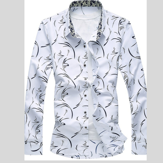 Men's Plus Size Printed Long Sleeve Shirt
