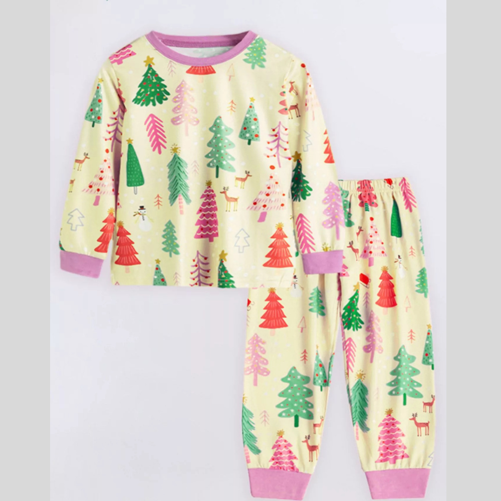 Children's Christmas Tree Print Pajama Set