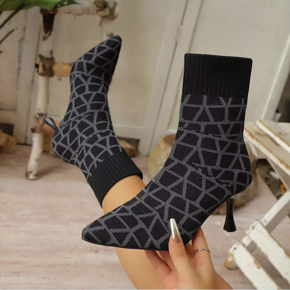 Mesh Point Toe Stiletto Boots