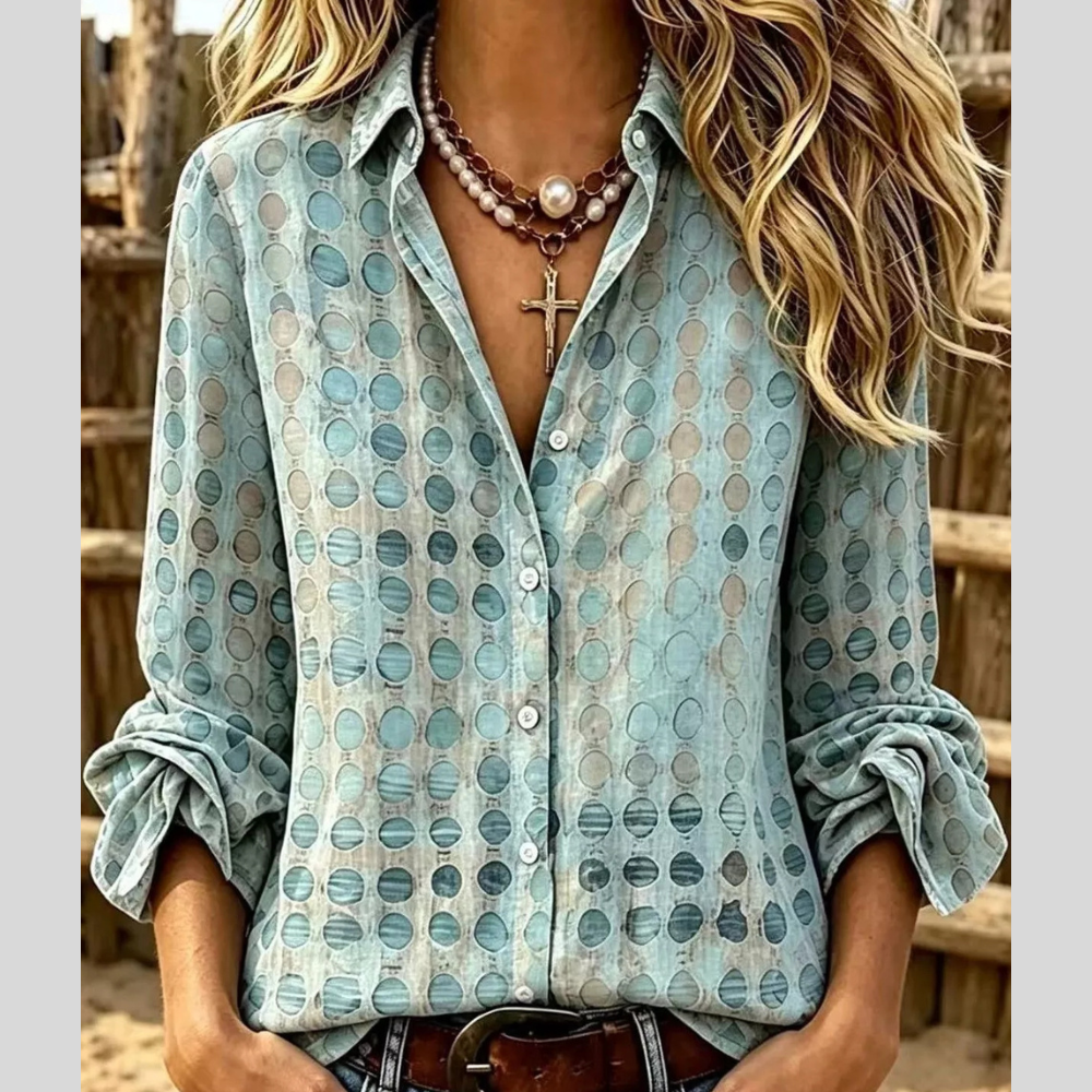 Full Size Circle Pattern Long Sleeve Shirt Plus Size