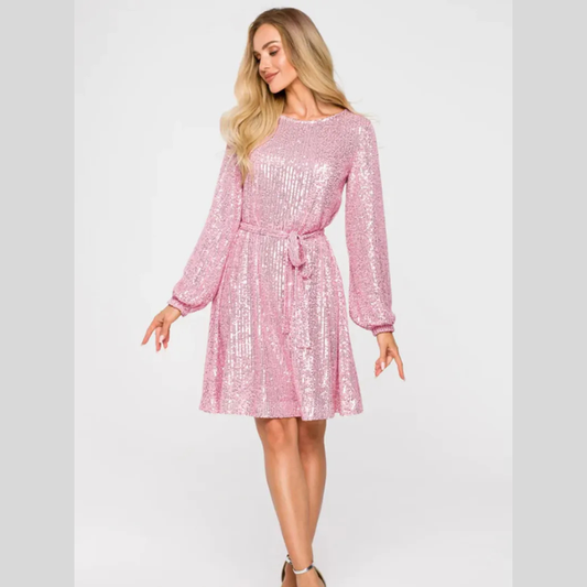 Glittering Beaded Dress For Holiday Party