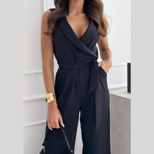 Surplice Sleeveless Wide Leg Jumpsuit
